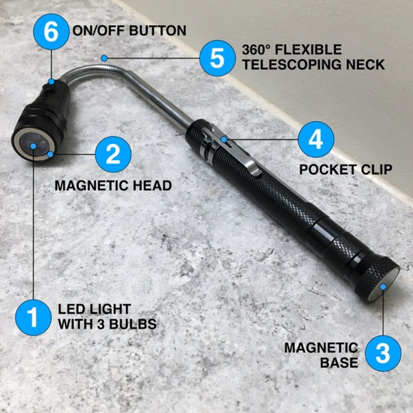 LED Flashlight Magnetic Pickup Tool - Brand New - Picture 2 of 3